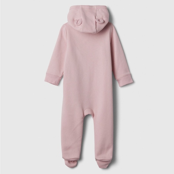 Baby Gap Logo One-Piece Jumpsuit Onesie with Bear Ears - Pure Pink - 0-3M - Picture 2 of 5